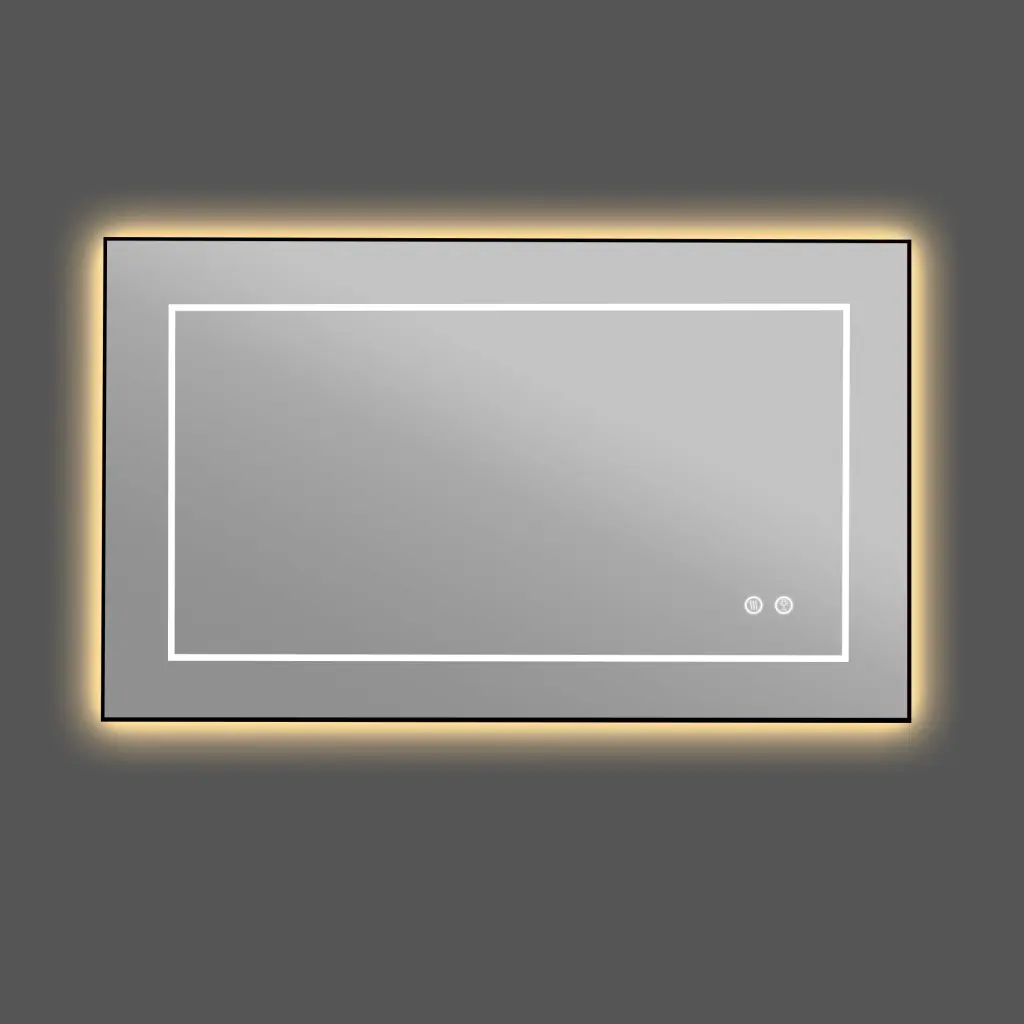 24x40 Inch Bathroom LED Mirror Anti Fog Mirror Button White Silver vovica