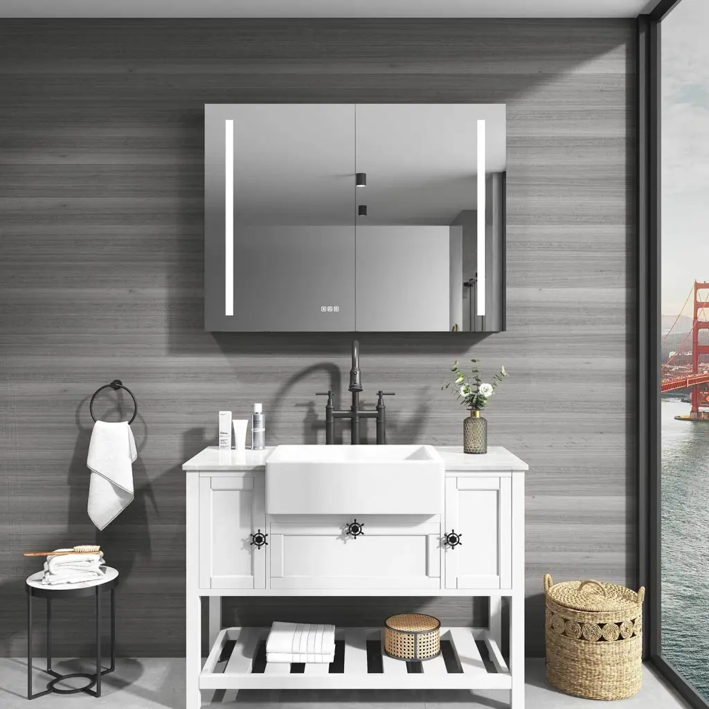 40In W X 30In H LED Large Rectangular Aluminum Alloy Surface Mount Modern Bathroom Mirror w928 dongtu group