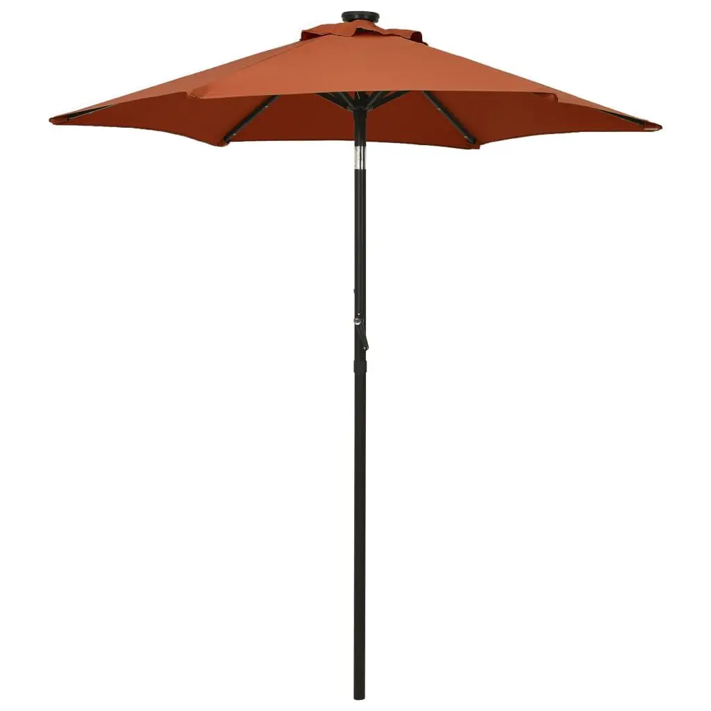 Garden Parasol LED Lights Terracotta 78.7x83.1 Inches Aluminum Outdoor Umbrella