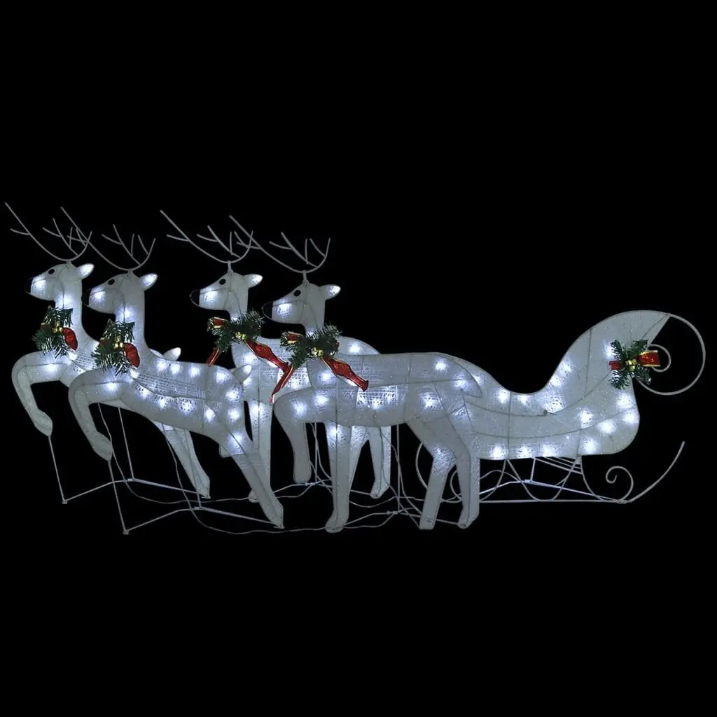 Reindeer & Sleigh Christmas Decoration 100 LEDs Outdoor White Yard