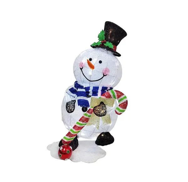 Puleo Asia Limited 75-YD1038L Lighted Snowman Christmas Decoration Cool White Warm White Red