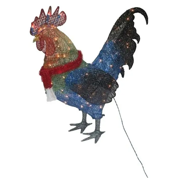 Santas Forest 58301 Pre-Lit Christmas Rooster 3D 36 Inch LED Decor Santa's Forest