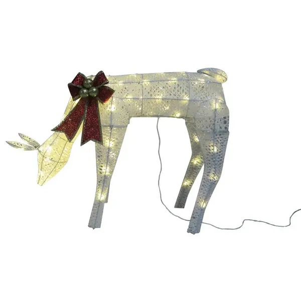 Santas Forest 58307 Pre-Lit 3D Christmas Doe Silver 48 Inch LED Decor Santa's Forest
