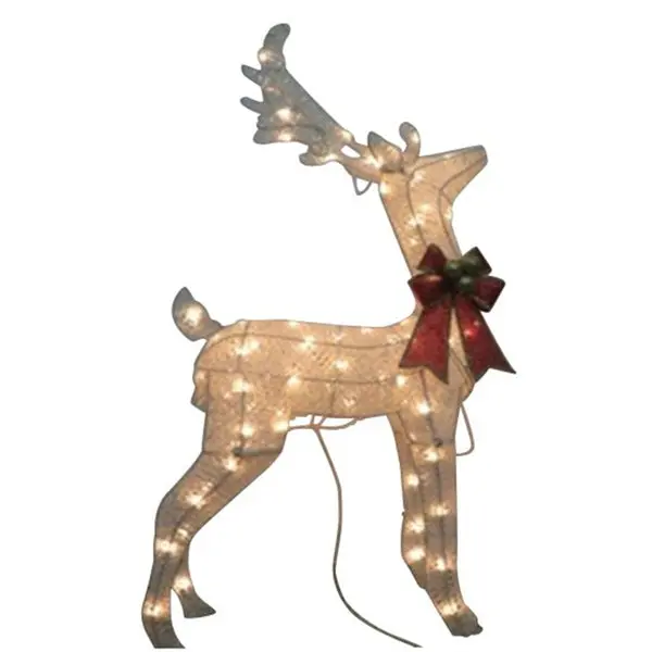 Santas Forest 58309 Pre-Lit 3D Christmas Buck Silver 48 Inch LED Decor Santa's Forest