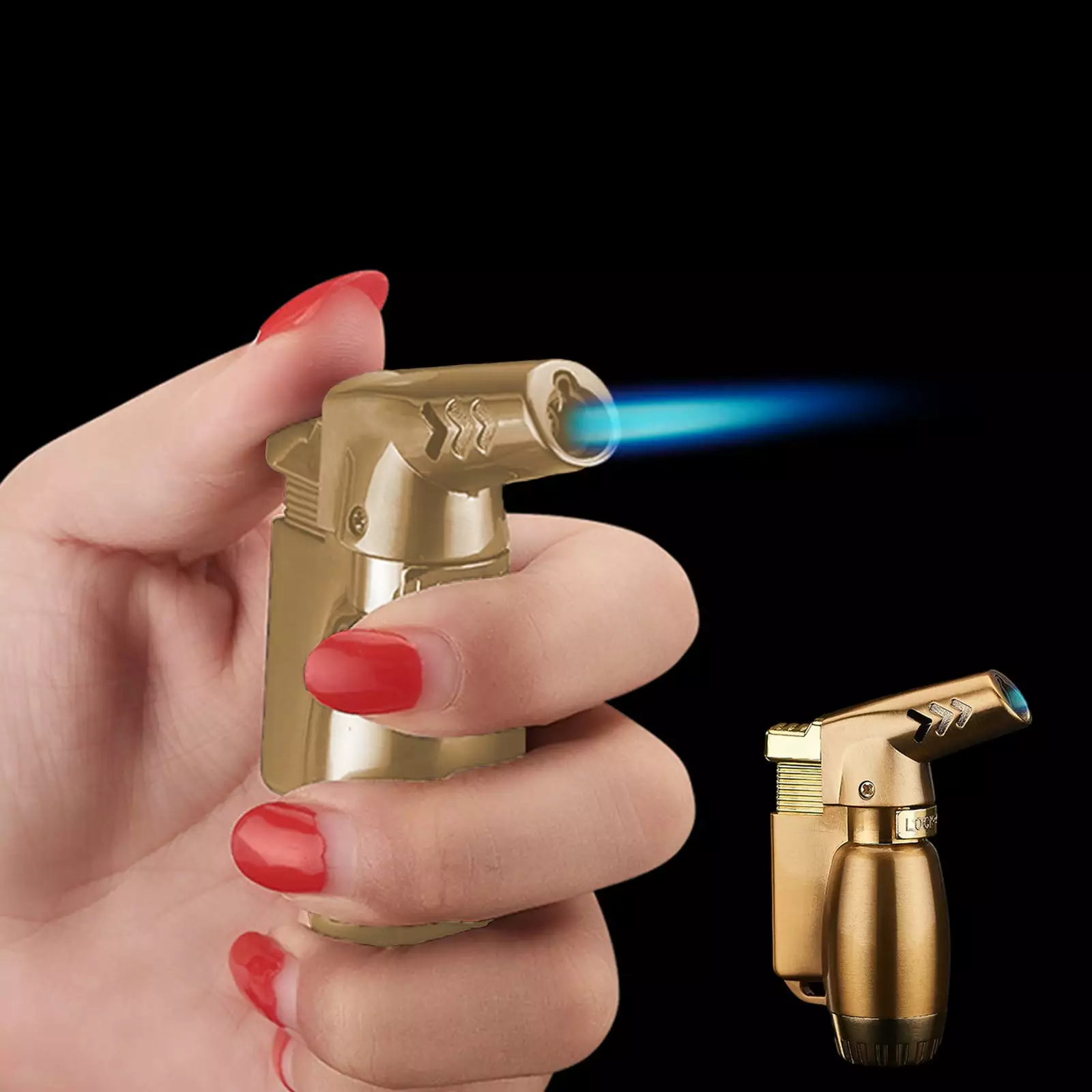 COFEST Butane Lighter Technical Cooking Lighter Refillable Flame Adjust and Safety Lock Gold Free