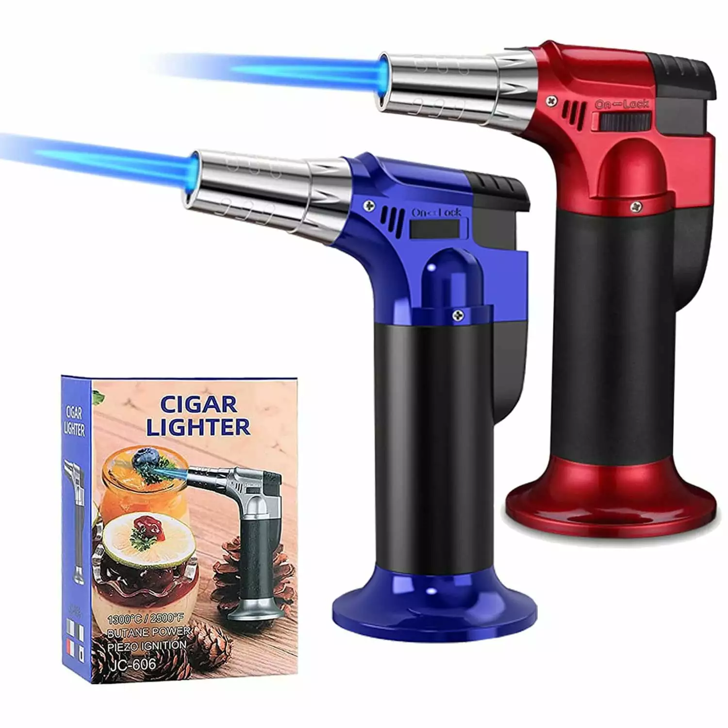 2 Pack Butane Torch Culinary Blow Torch Lighter Adjustable Flame BBQ and Baking