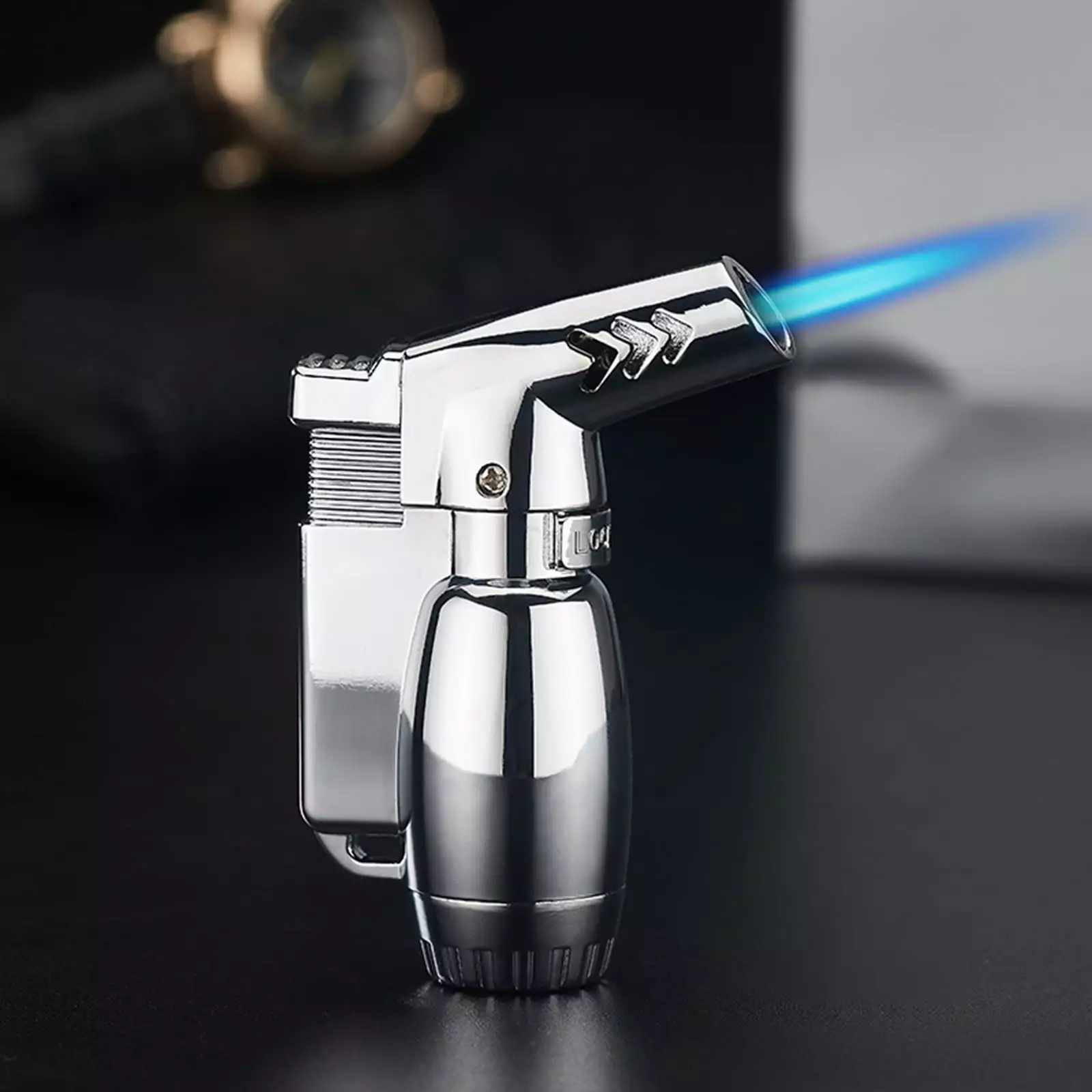 KQJQS Adjustable Flame Butane Torch Lighter Protect Lock Culinary Use