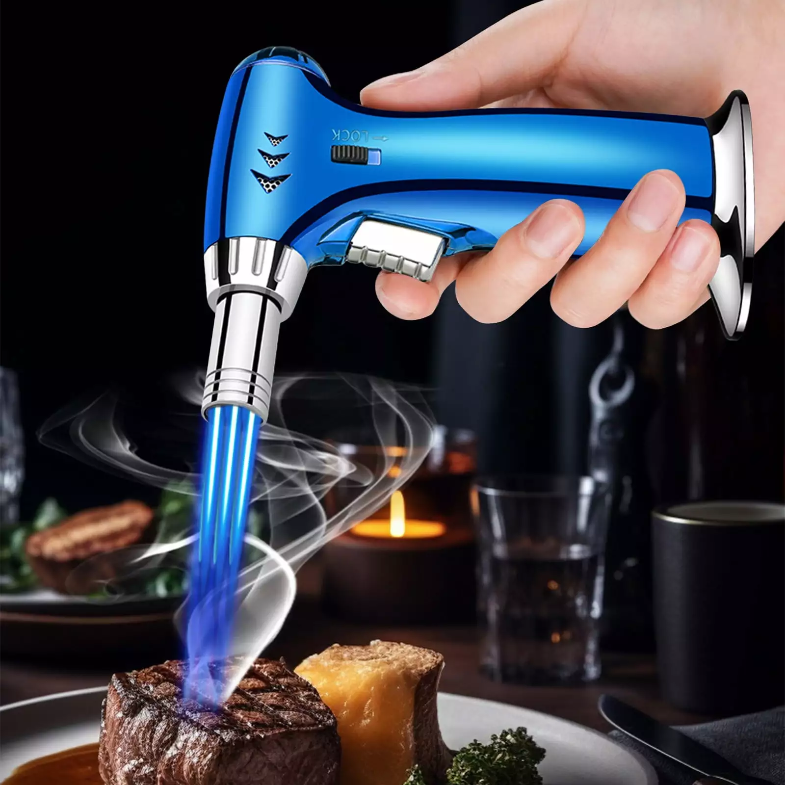 Fankiway Scorch Torch Lighter Windproof Straight Blue Flame Butane Torch Outdoor BBQ Baking