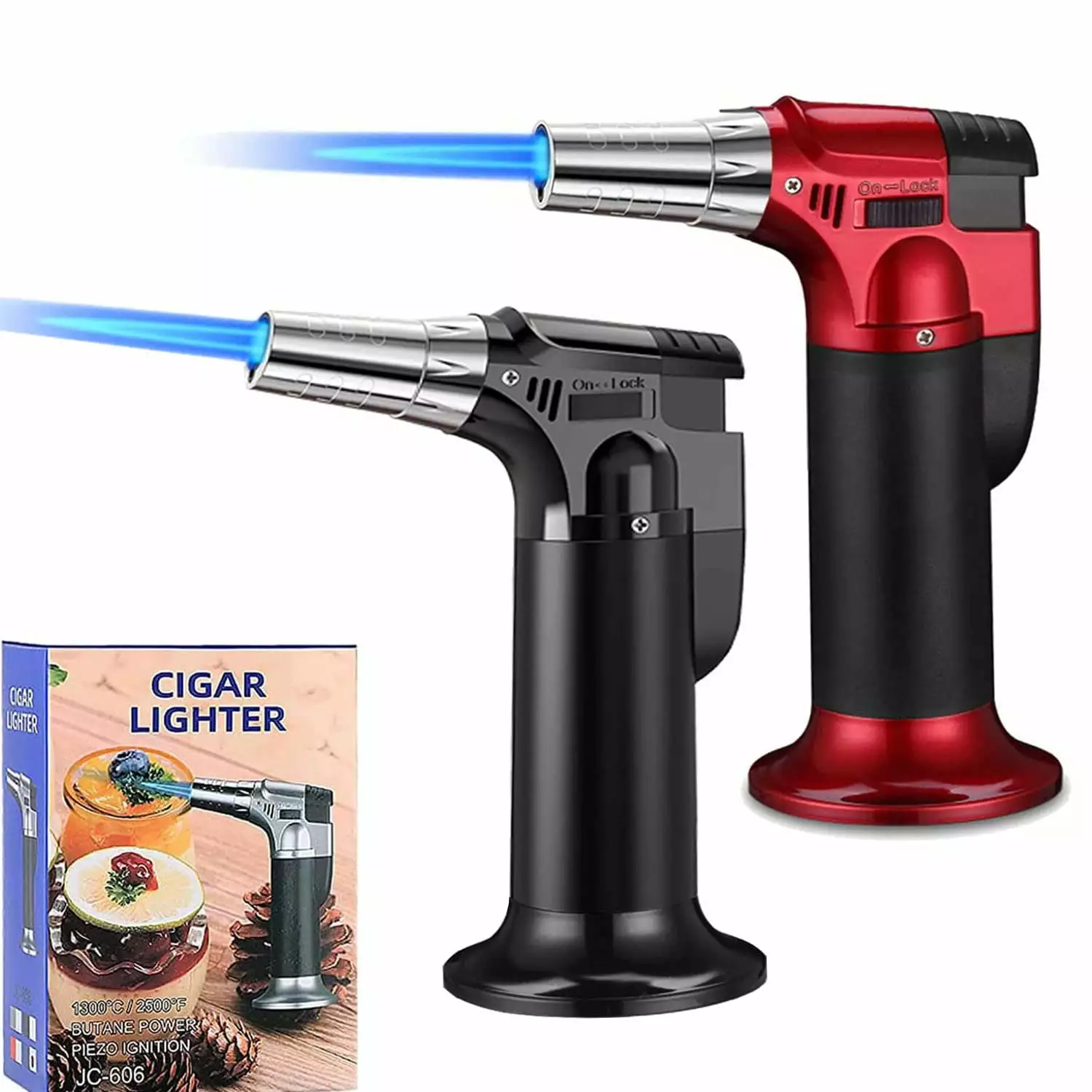 2 Pack Butane Torch Kitchen Cooking Lighter Refillable Adjustable Flame Creme Brulee BBQ Baking