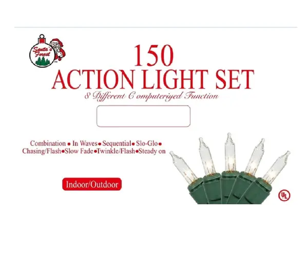 Santa's Forest 01036 Christmas Chaser Light 150 Count Clear - Festive Holiday Decor