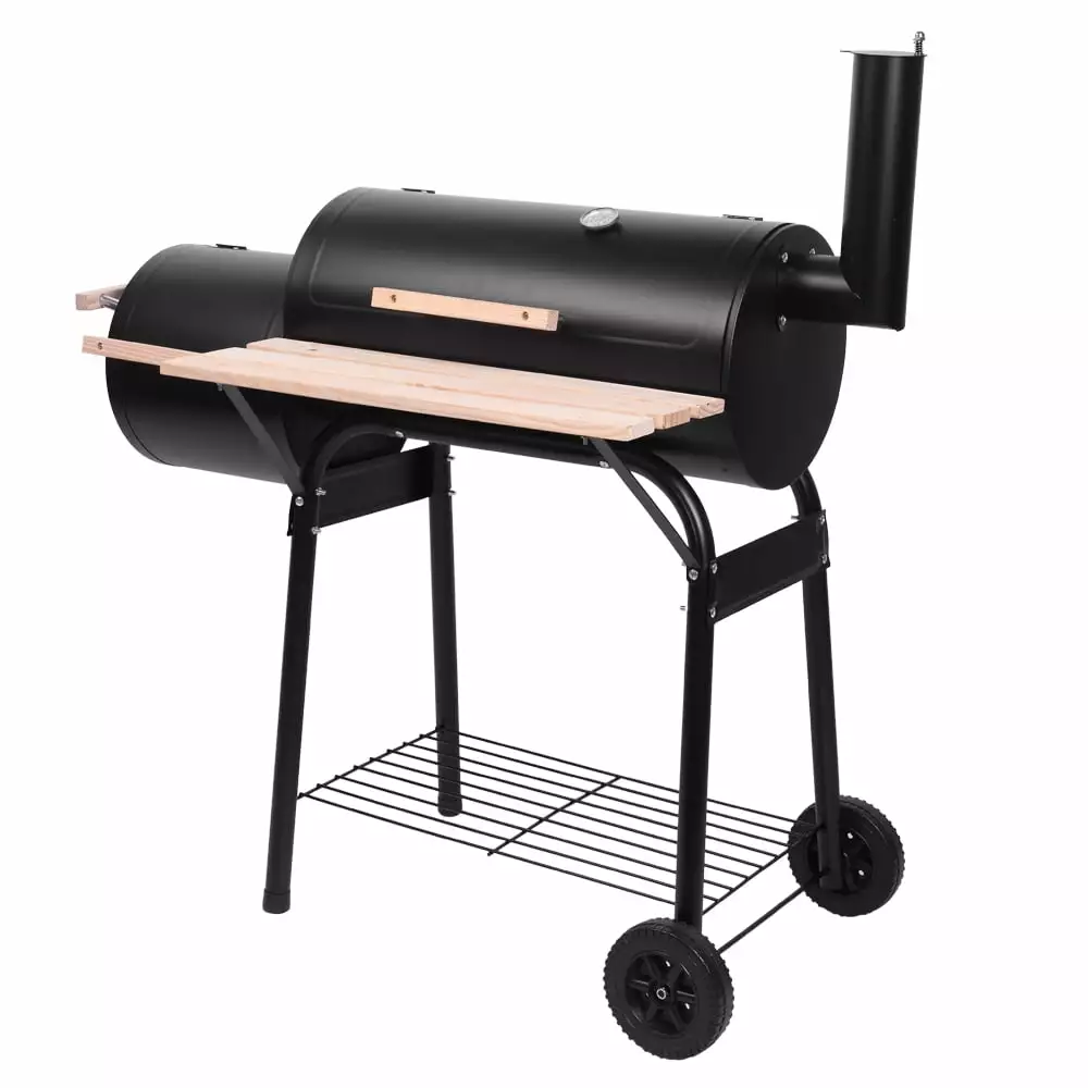 SYNGAR BBQ Charcoal Grill and Offset Smoker Combo Travel-friendly Grill Thermometer Cover Featherweight High Heat-Resistan...