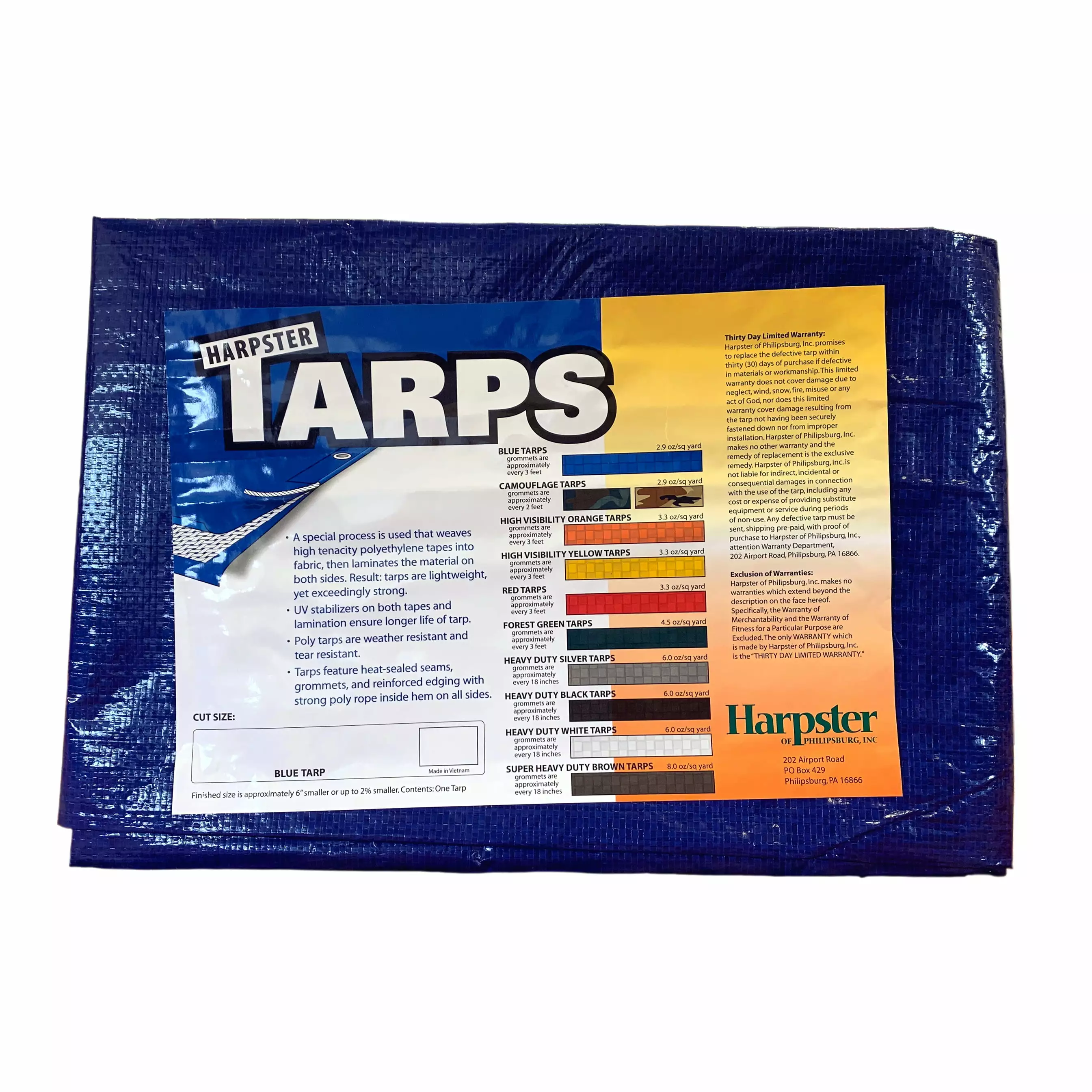 Harpster Tarps 20x30 ft Blue Lightweight Economy Polyethylene Tarp 6 Mil