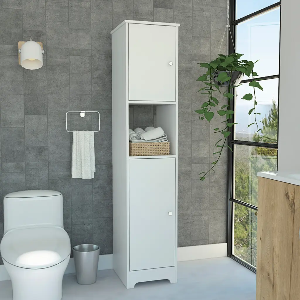 Ibis Linen Cabinet Double Doors Four Shelves Two Cabinets Indoor Use tuhome