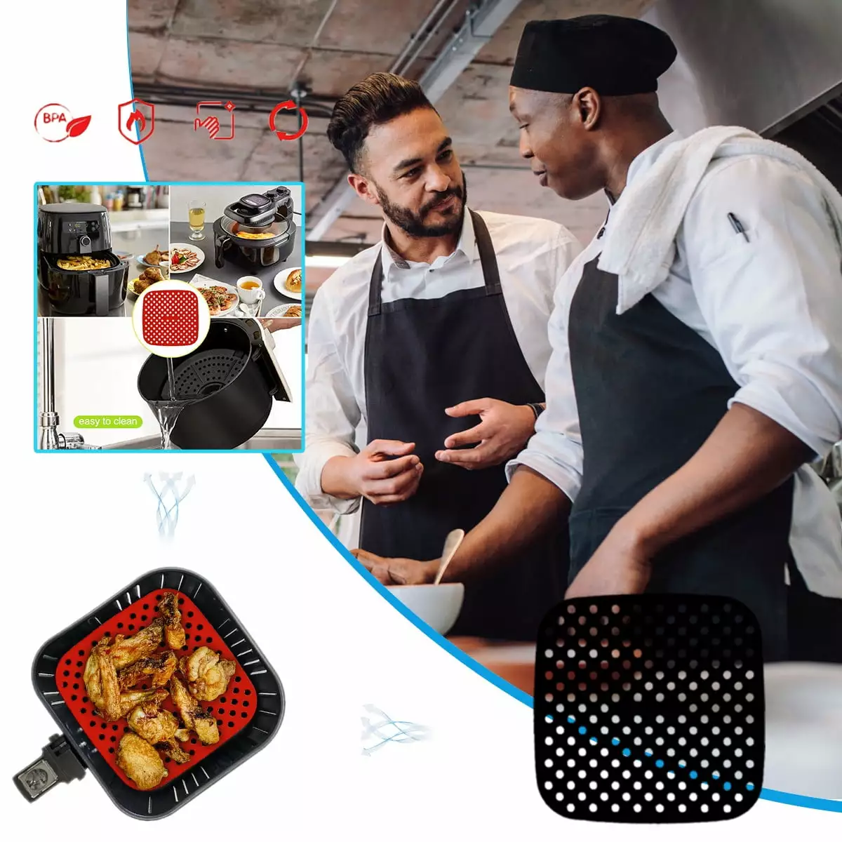 Alofun Reusable Silicone Air Fryer Liners Non-Stick Mats Under $5 Clearance