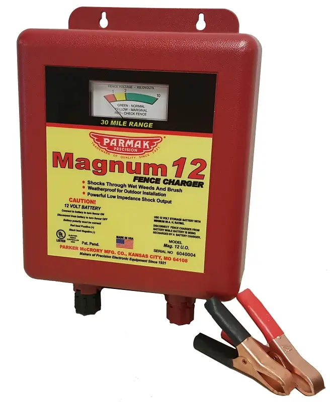 Corrugated Roofing Parmak MAG12UO Electric Fence Charger, 1.1 to 3 J Output Energy, 12 V Battery