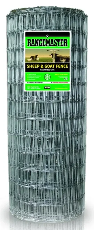 Rangemaster 6964 Sheep and Goat Fence, 100 ft L, 48 H, 4 x 4 Mesh, 12.5 Gauge, Spelter