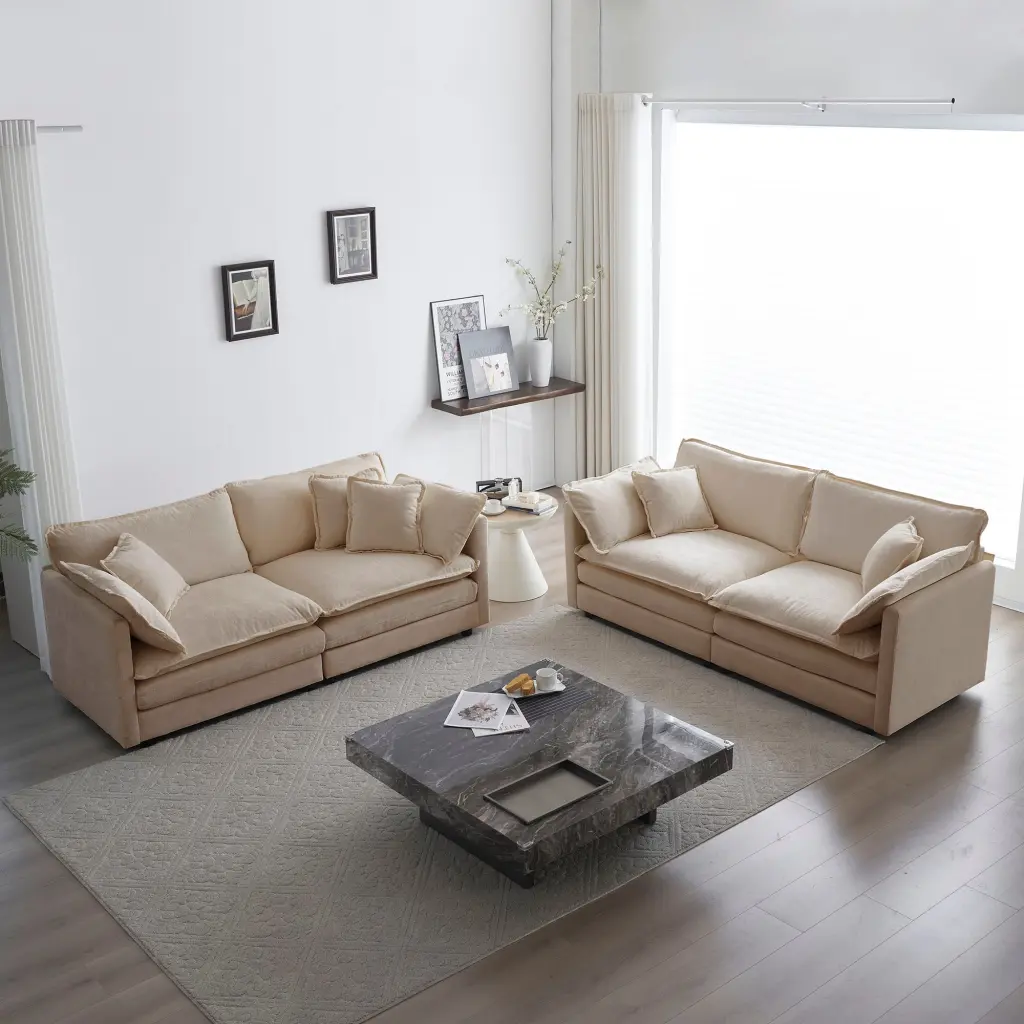 2 Piece Living Room Set Upholstered Loveseat And Couch Home ui furniture