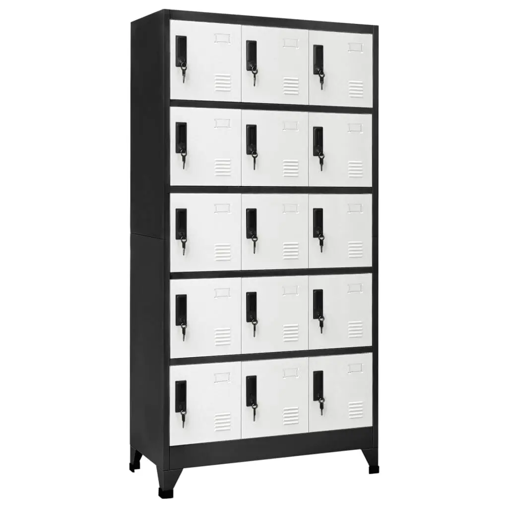 Locker Cabinet Anthracite and White 35.4x15.7x70.9 Steel Storage