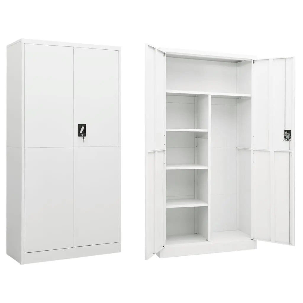 Locker Cabinet White 35.4x15.7x70.9 Inches Steel Storage Solution