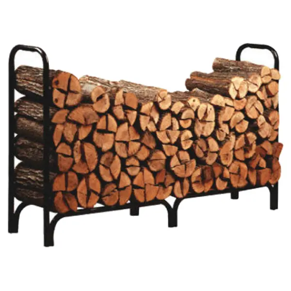 Panacea 15204 Deluxe Steel Log Rack 8 Feet Black Firewood Storage