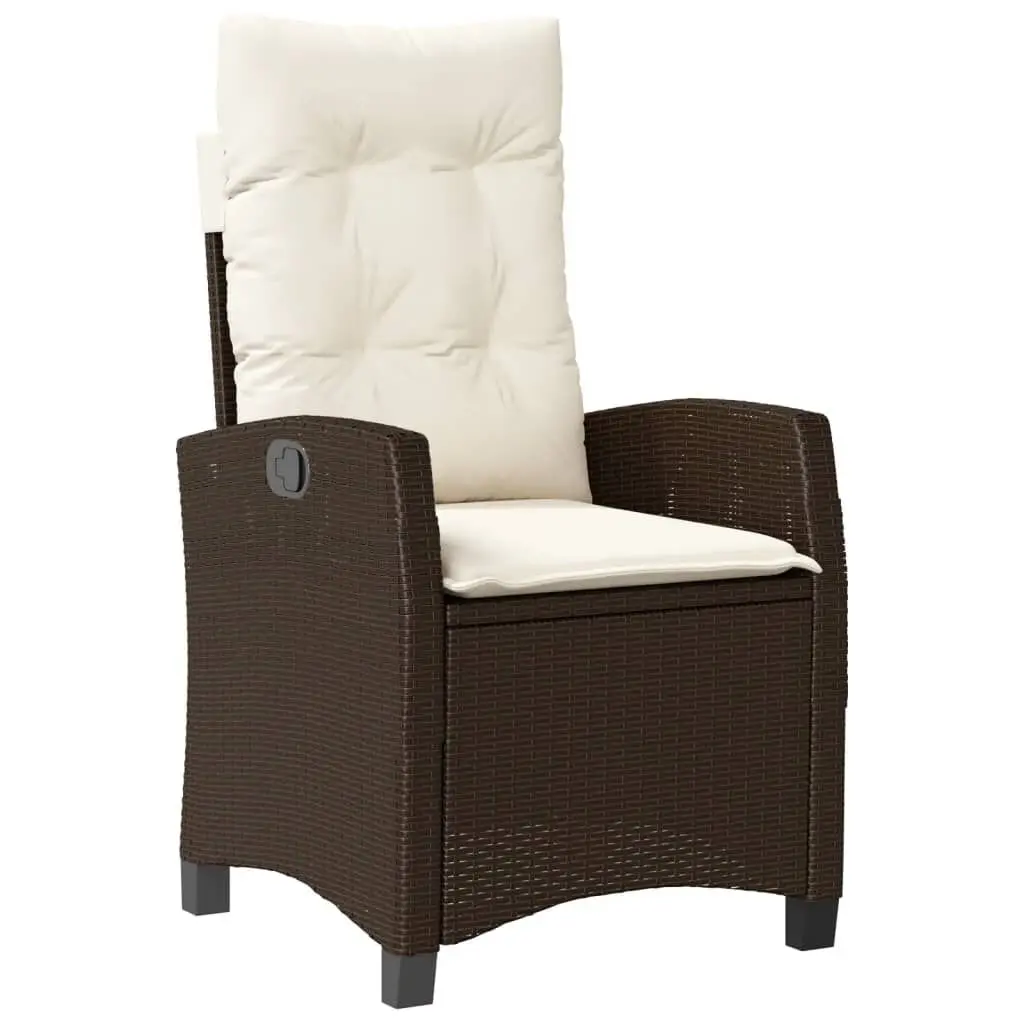 Brown Poly Rattan Reclining Patio Chair Cushions Outdoor Furniture