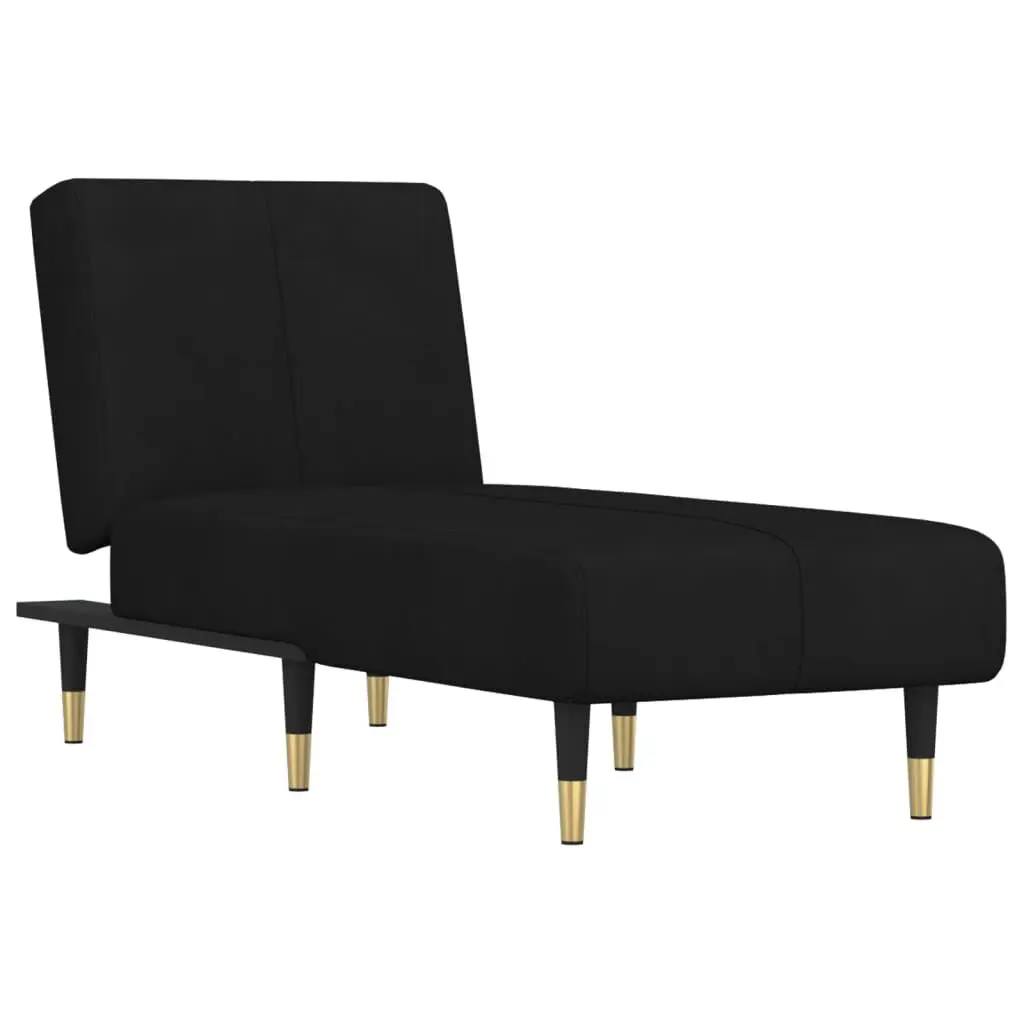 Chaise Longue Black Velvet Modern Lounge Chair Living Room