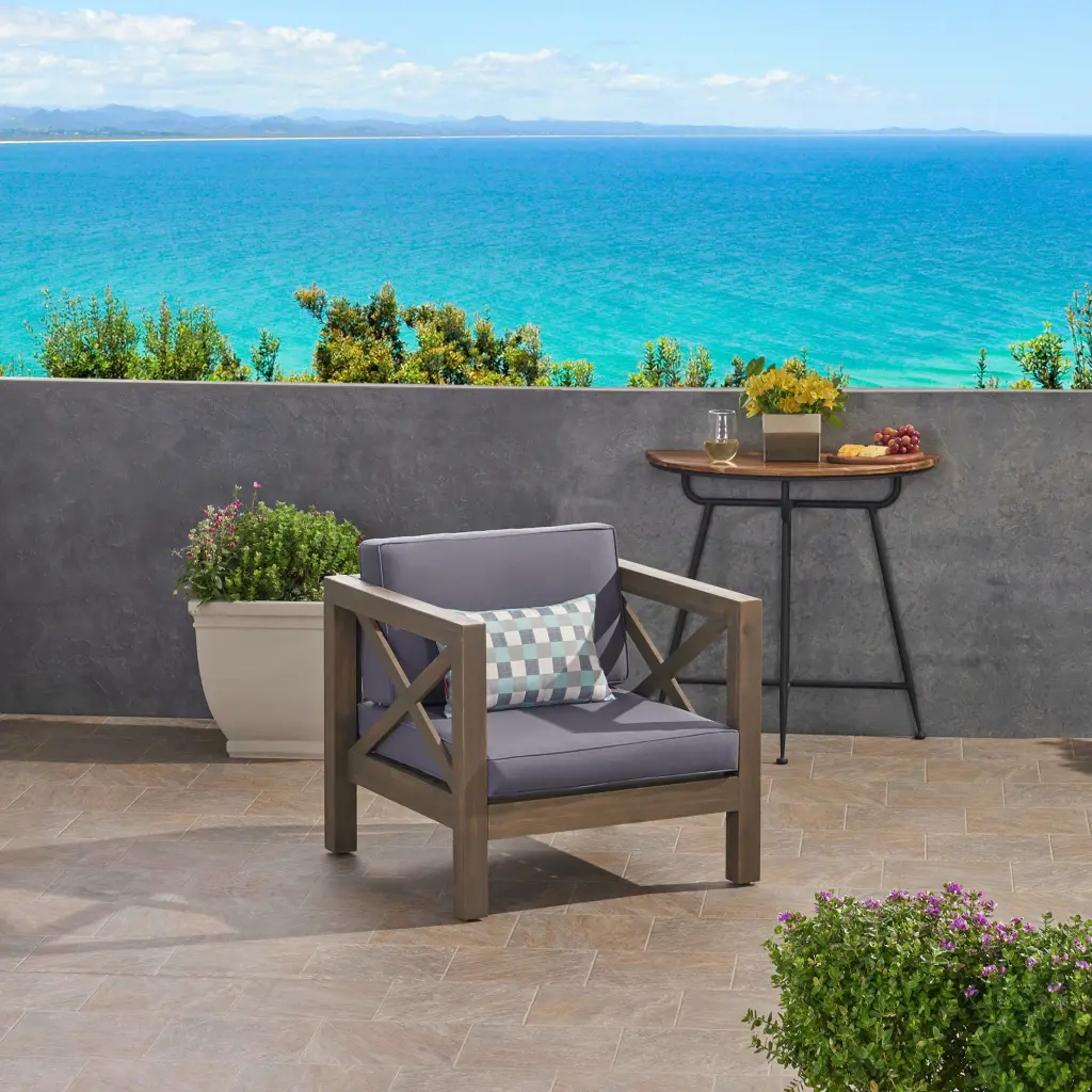 Brava Club Chair Grey Water-Resistant Wood Outdoor Lounge Chair nh-cloudhouse