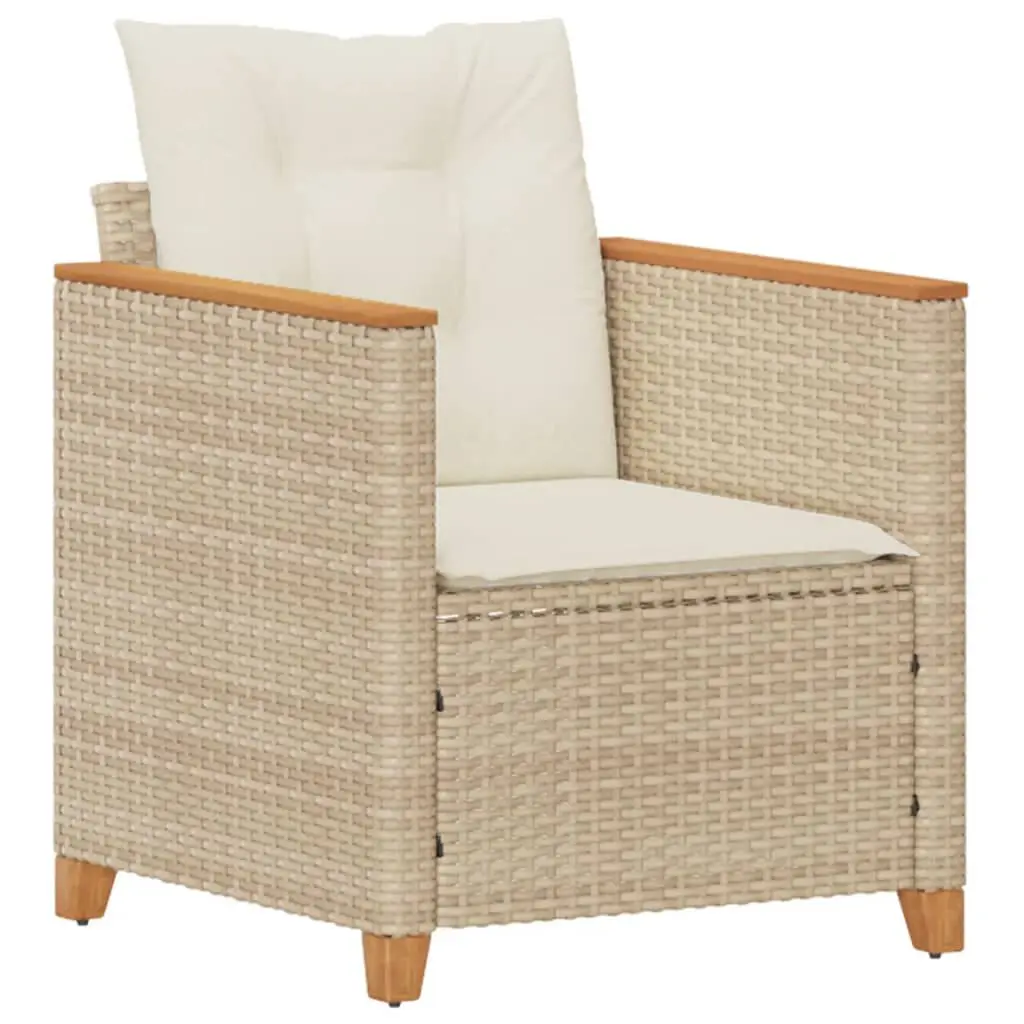 Patio Chair Cushions Beige Poly Rattan Outdoor Lounge Chair
