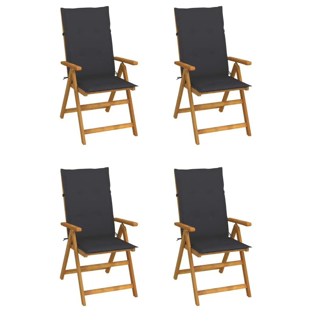 Patio Reclining Chairs 4 pcs Cushions Solid Acacia Wood Outdoor Furniture