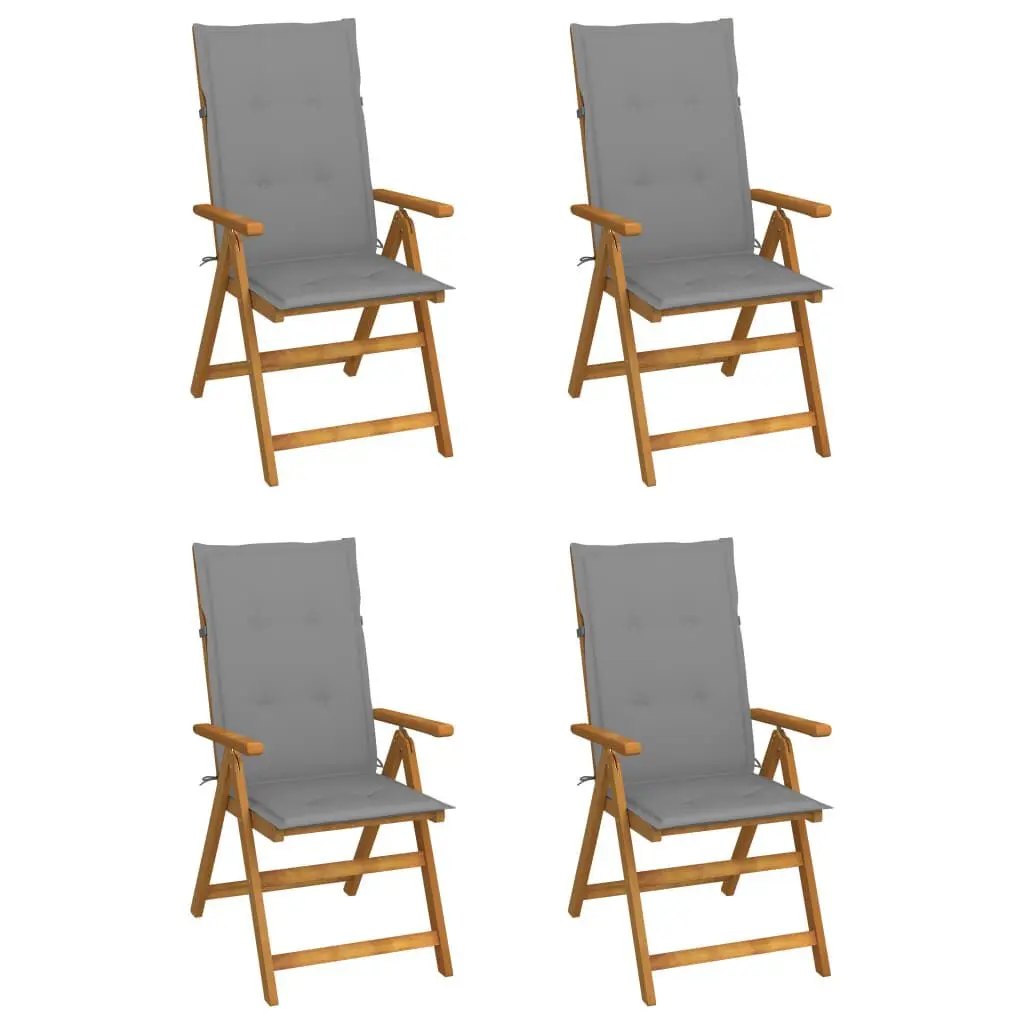 Patio Reclining Chairs 4 Pieces Cushions Solid Acacia Wood Outdoor Furniture