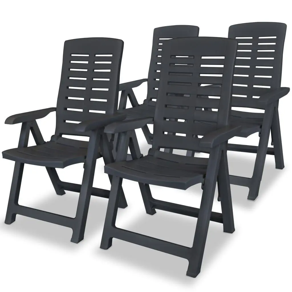 4 Piece Reclining Patio Chairs Anthracite Plastic Outdoor Lounge Chairs