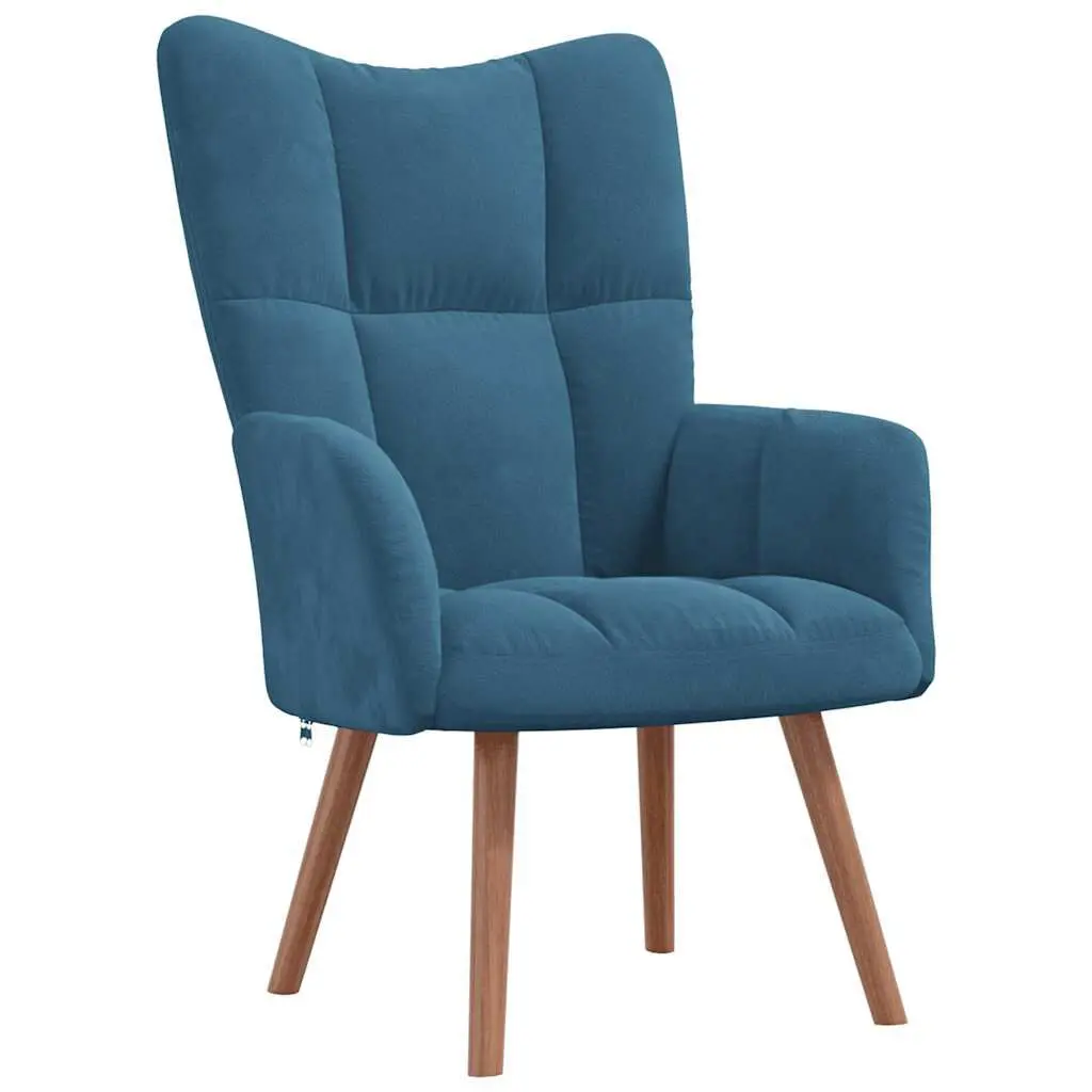 Relaxing Chair Blue Velvet Comfortable Lounge Seating