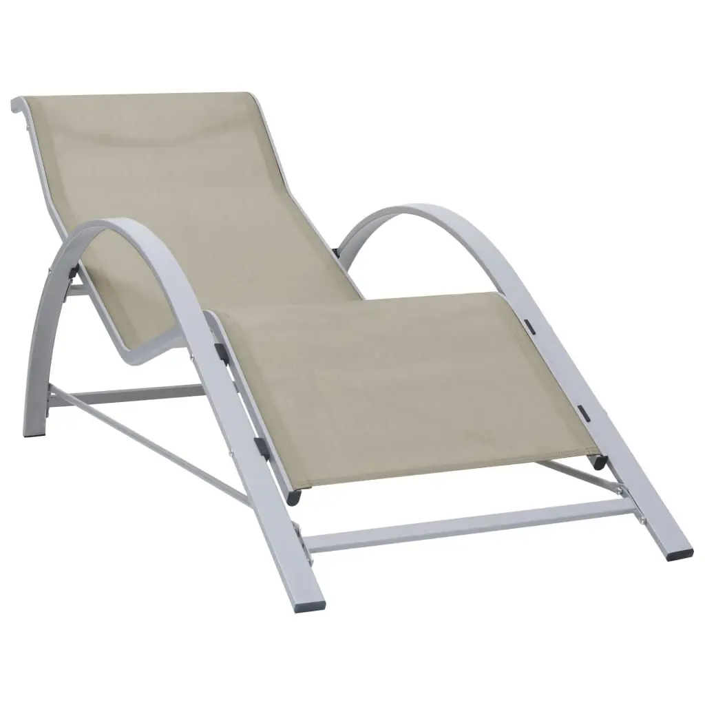 Sunlounger Textilene and Aluminum Cream Outdoor Lounge Chair