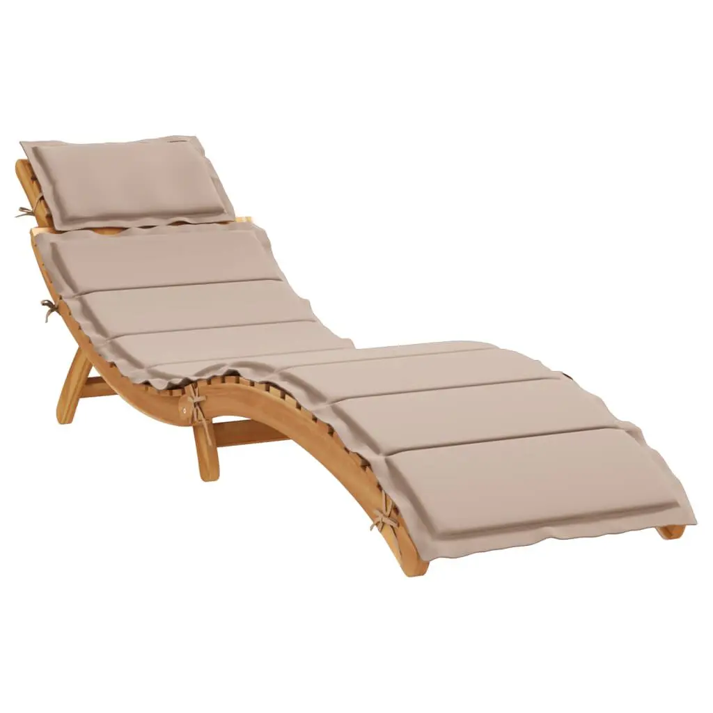 Taupe Acacia Wood Sun Lounger Cushion Outdoor Recliner