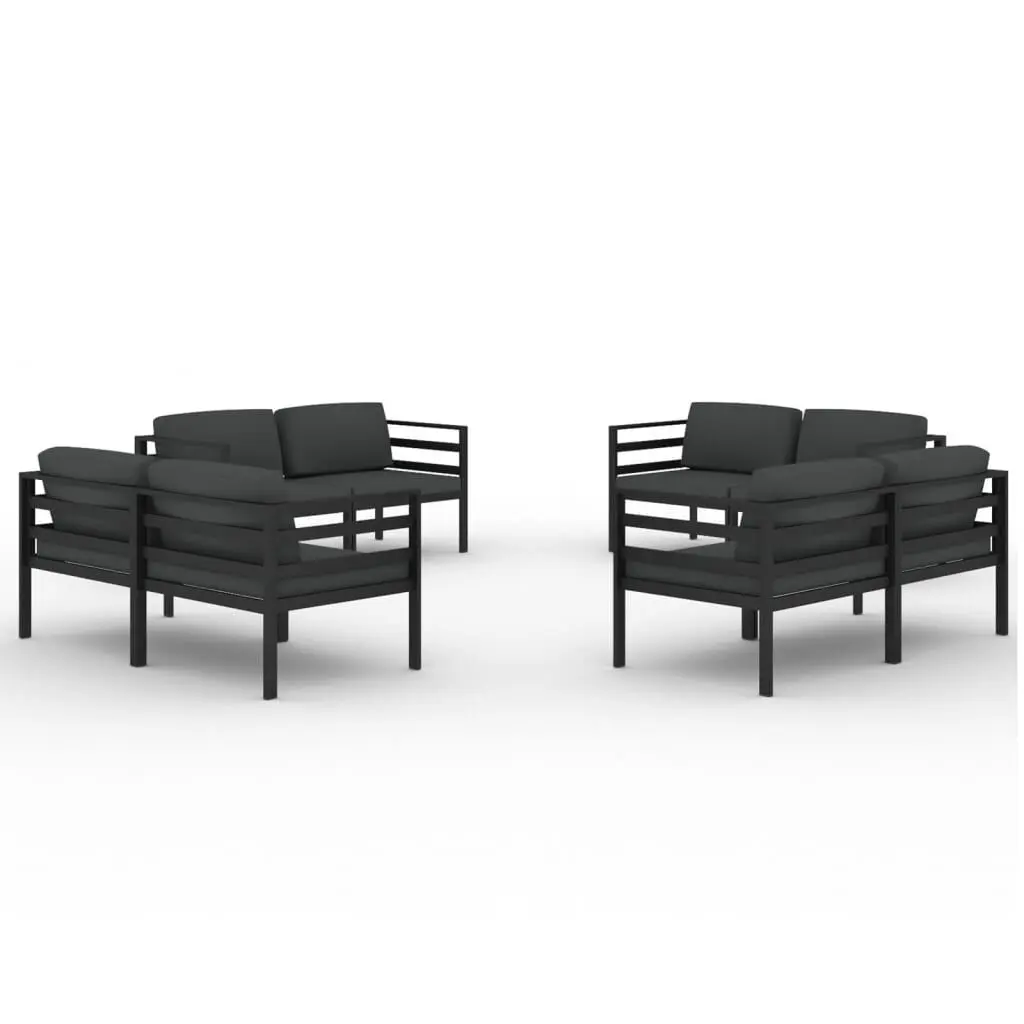 8 Piece Anthracite Aluminum Patio Lounge Set Cushions Outdoor Furniture