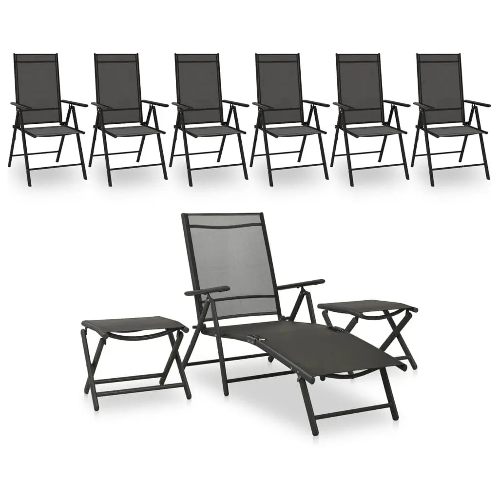 9 Piece Patio Lounge Set Black and Anthracite Outdoor Furniture