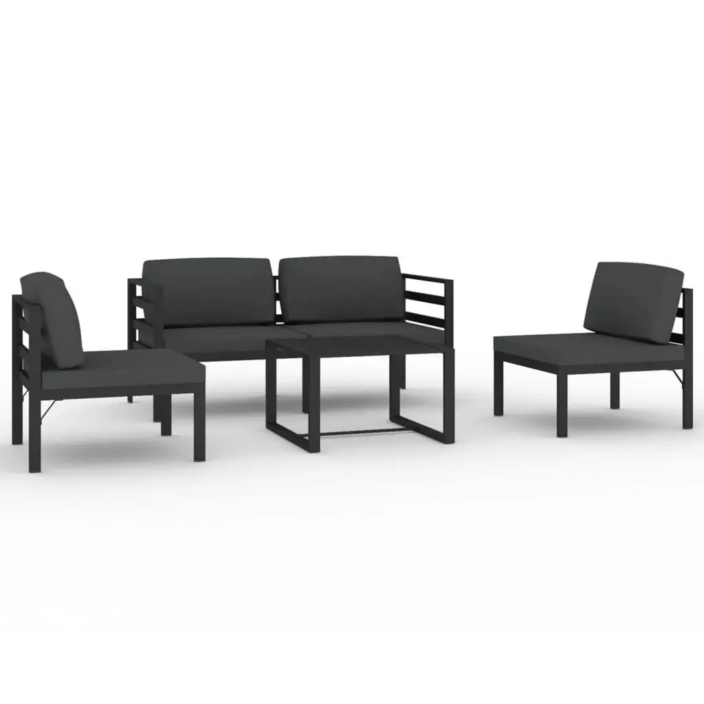 5 Piece Patio Lounge Set Cushions Aluminum Anthracite Outdoor Furniture