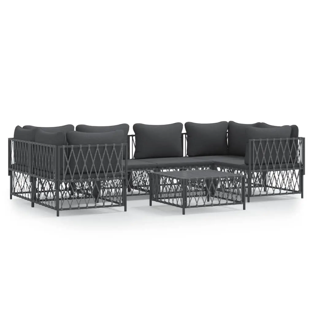 7 Piece Patio Lounge Set Cushions Anthracite Steel Outdoor Furniture