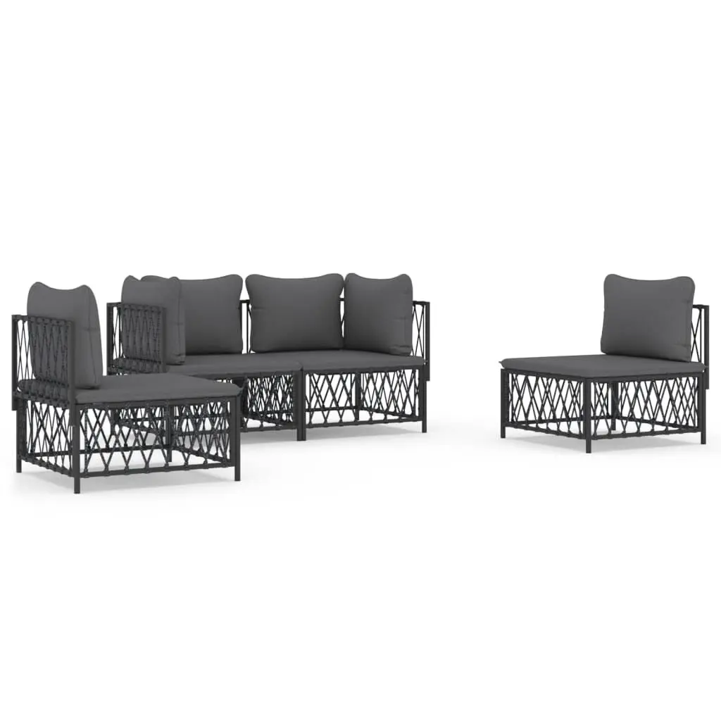 4 Piece Patio Lounge Set Cushions Anthracite Steel Outdoor Furniture