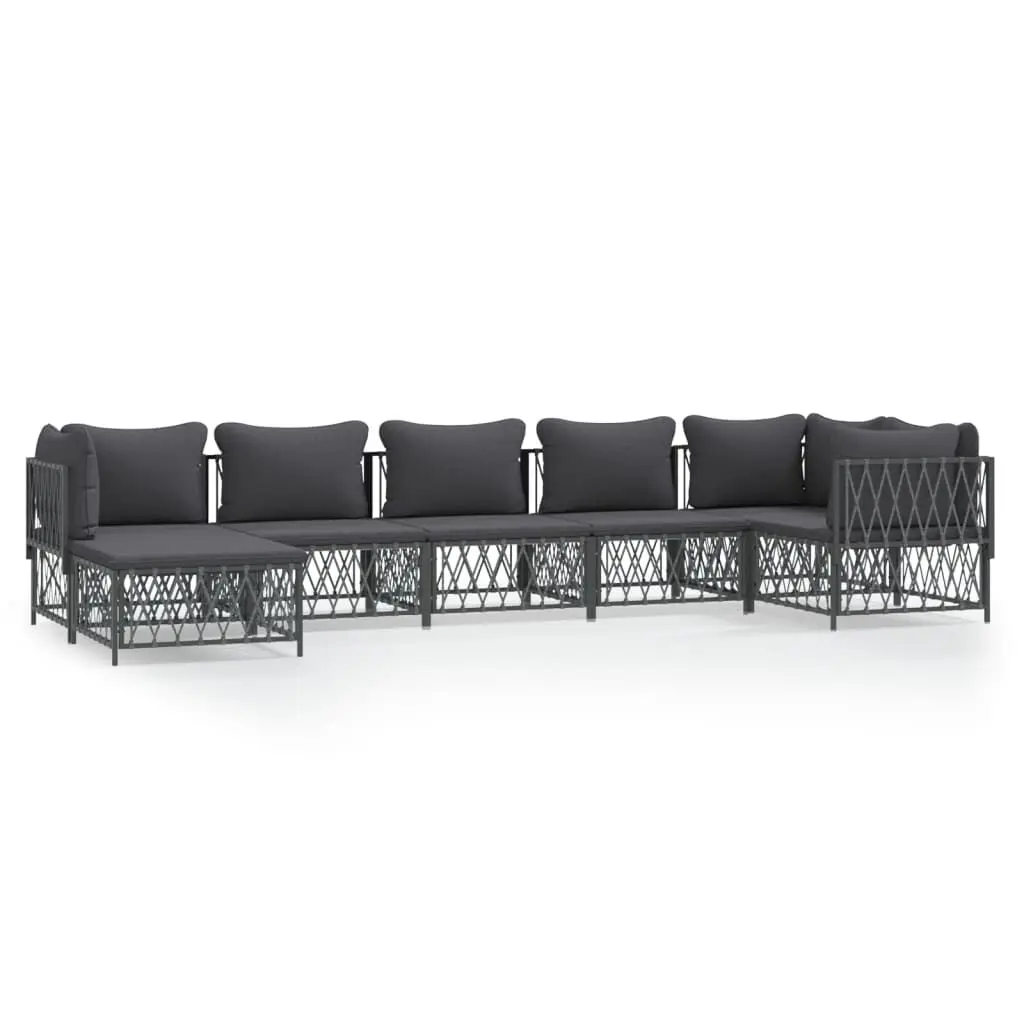 7 Piece Patio Lounge Set Cushions Anthracite Steel Outdoor Furniture