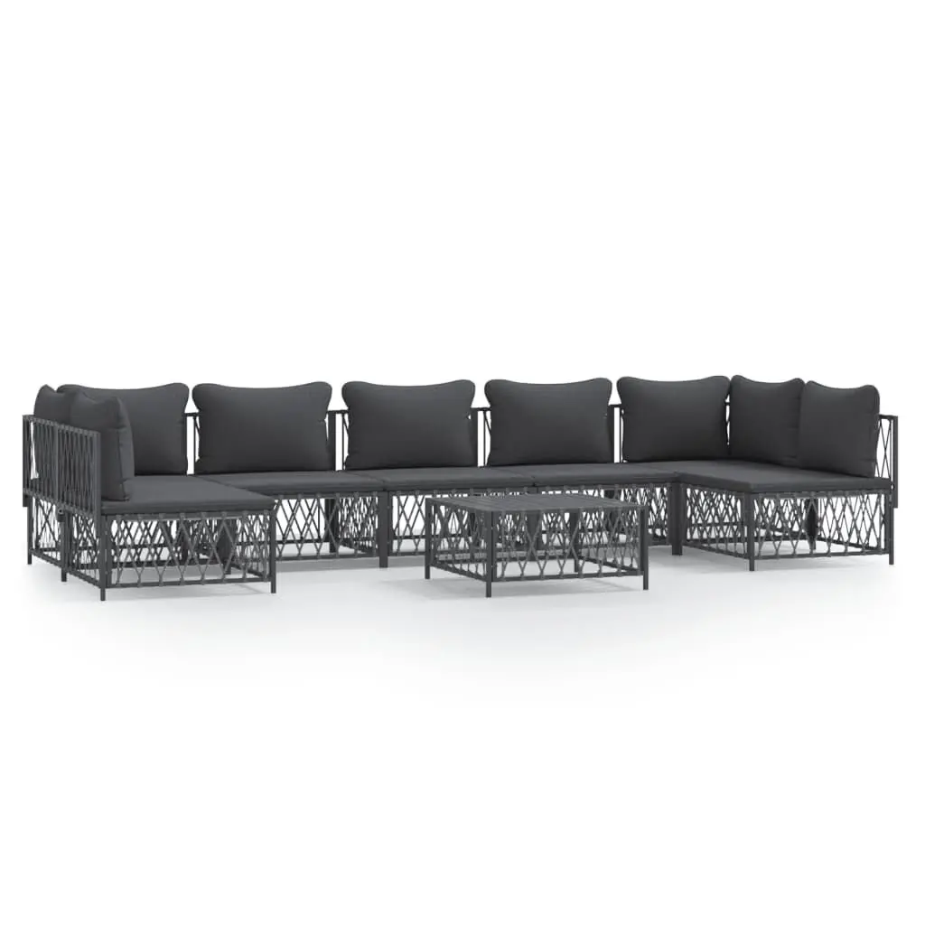 8 Piece Patio Lounge Set Cushions Anthracite Steel Outdoor Furniture