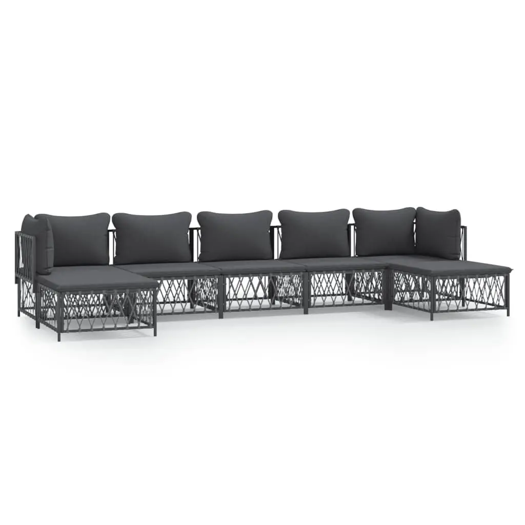 7 Piece Patio Lounge Set Cushions Anthracite Steel Outdoor Furniture