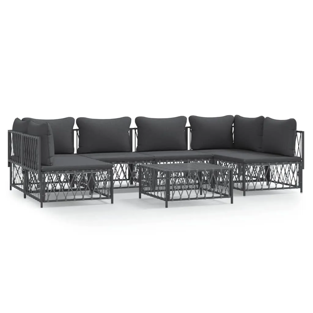 7 Piece Patio Lounge Set Cushions Anthracite Steel Outdoor Furniture