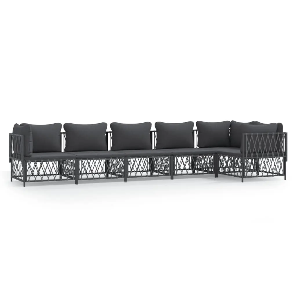 6 Piece Patio Lounge Set Cushions Anthracite Steel Outdoor Furniture