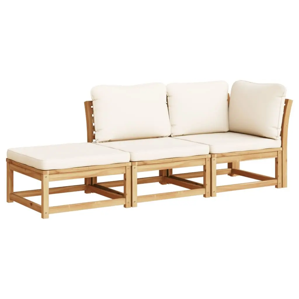 3 Piece Patio Lounge Set Cushions Solid Wood Acacia Outdoor Furniture