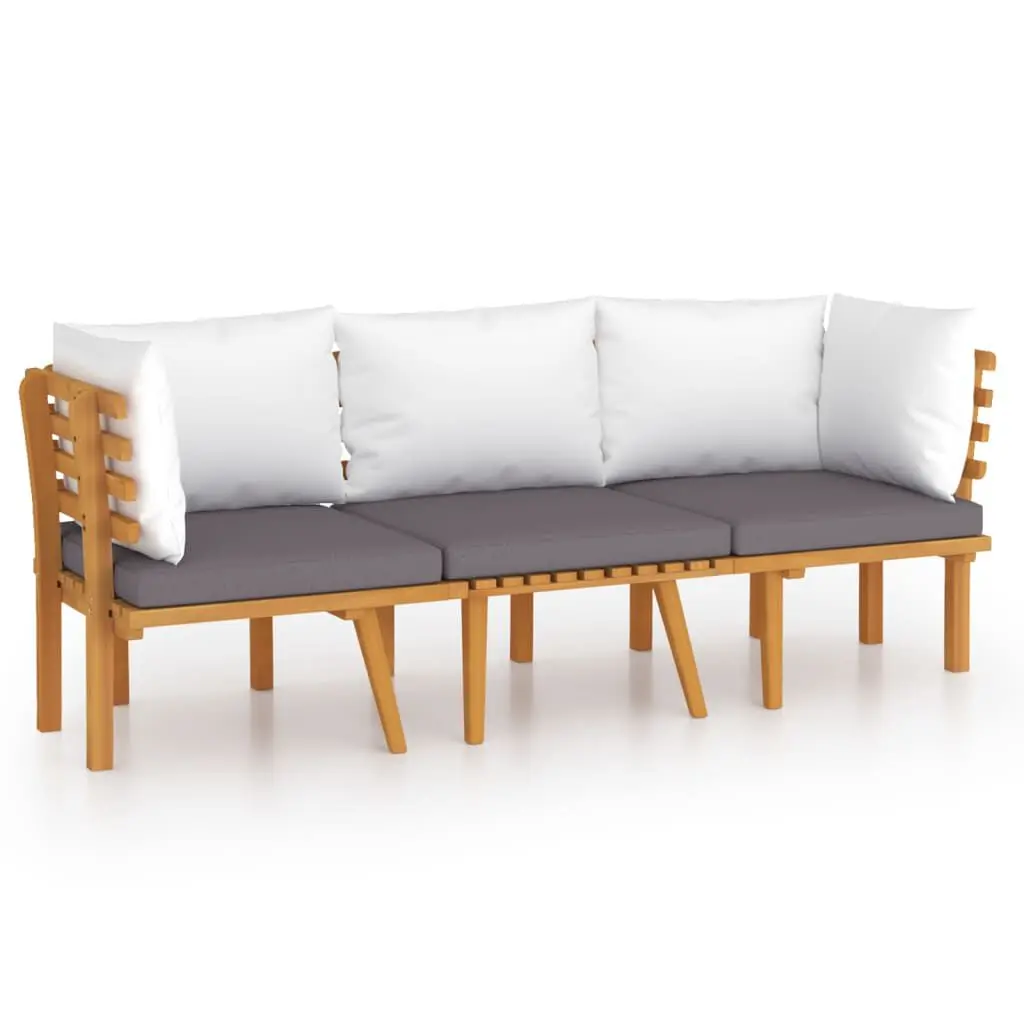3 Piece Patio Lounge Set Cushions Solid Acacia Wood