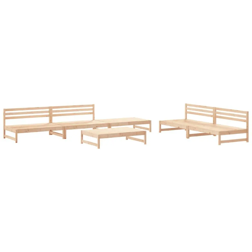 6 Piece Patio Lounge Set Solid Wood Pine Outdoor Furniture Cushions