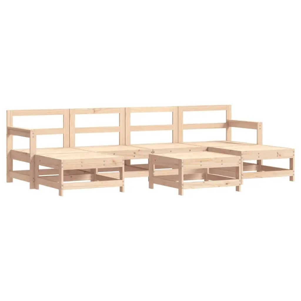 7 Piece Patio Lounge Set Solid Wood Pine Outdoor Furniture