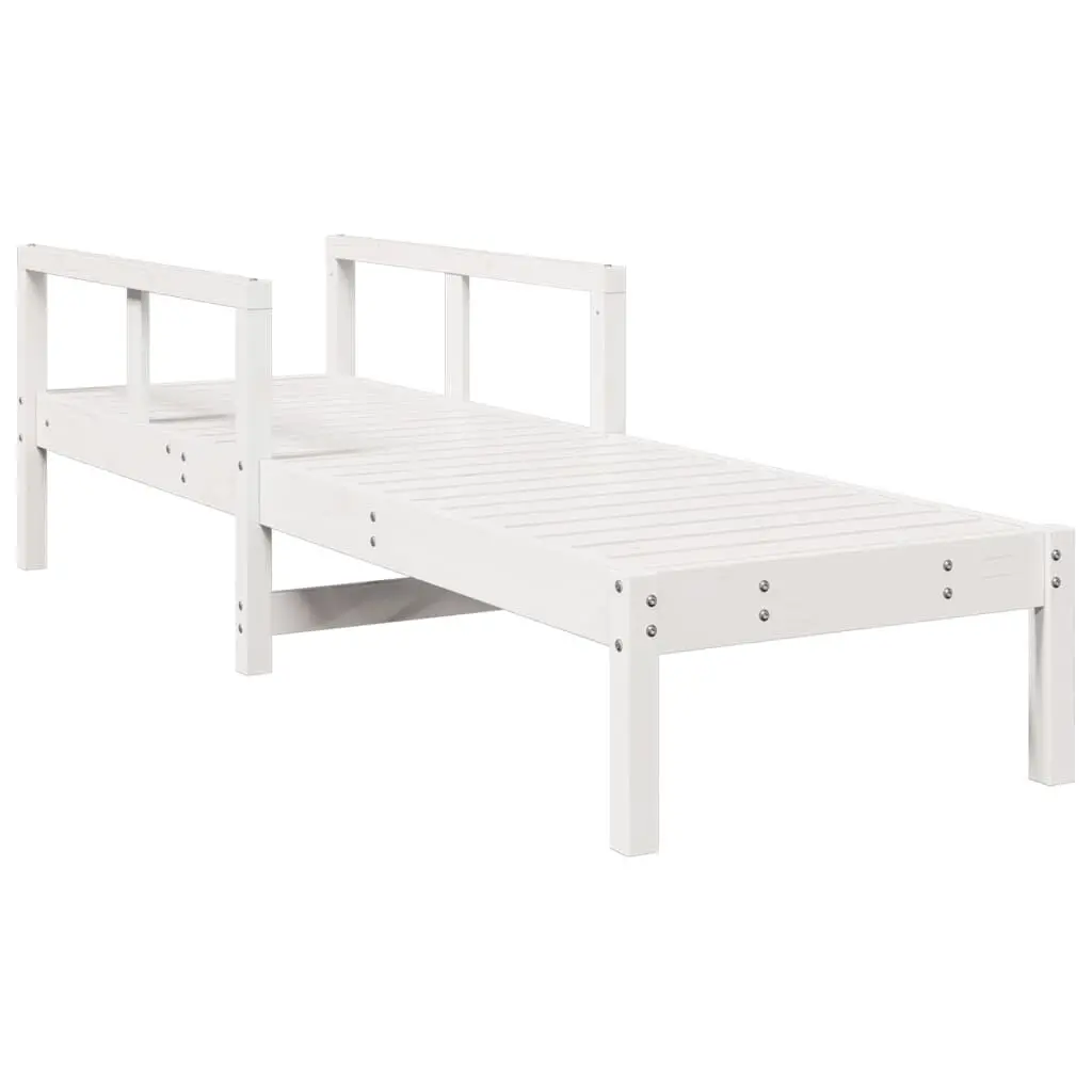 Sun Lounger White 78.5x24.4x21.7 Inch Solid Wood Pine Outdoor Recliner