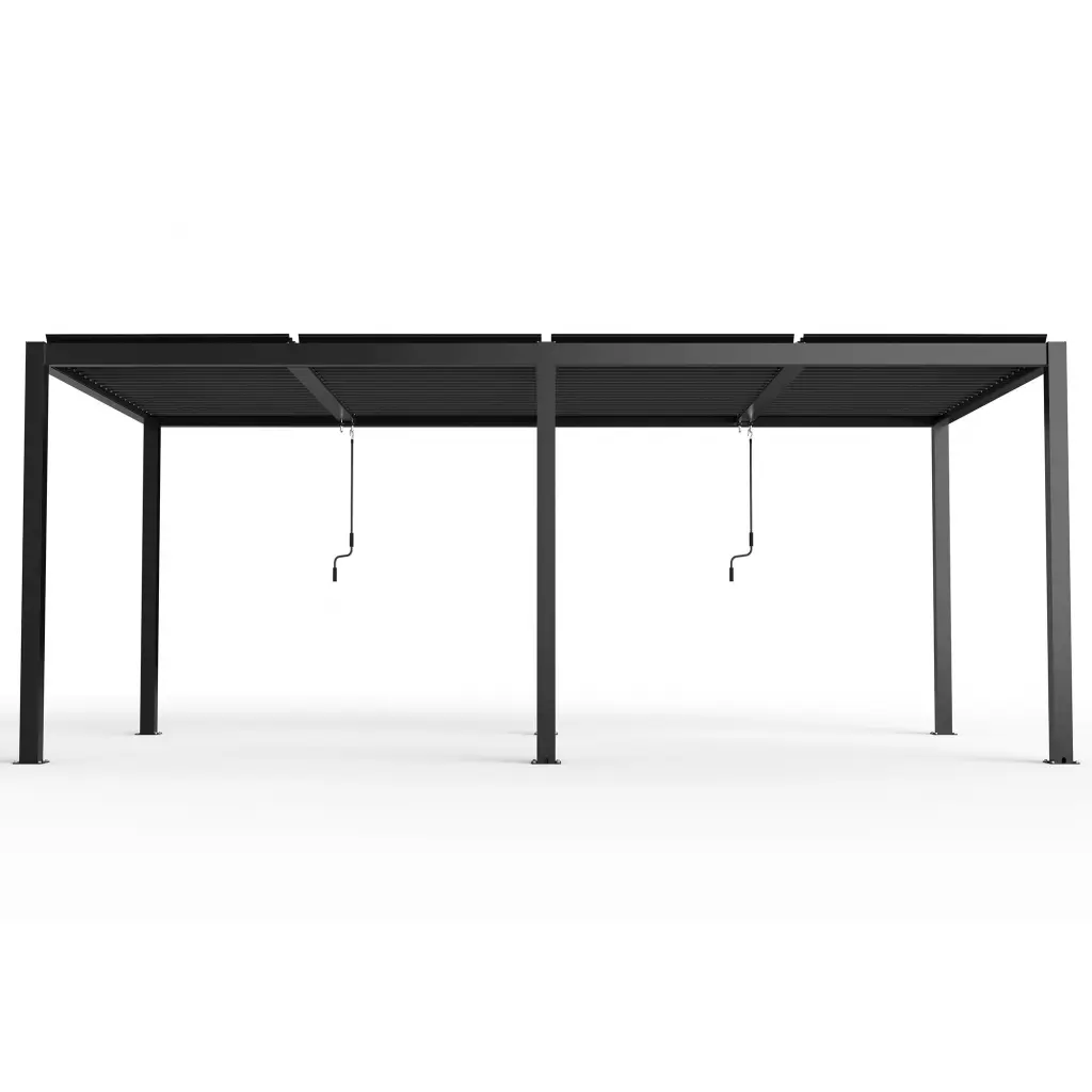 8610J Louver Pergola 10X19Ft Black Light Metal Frame Garden Outdoor Shade Structure chery industrial inc